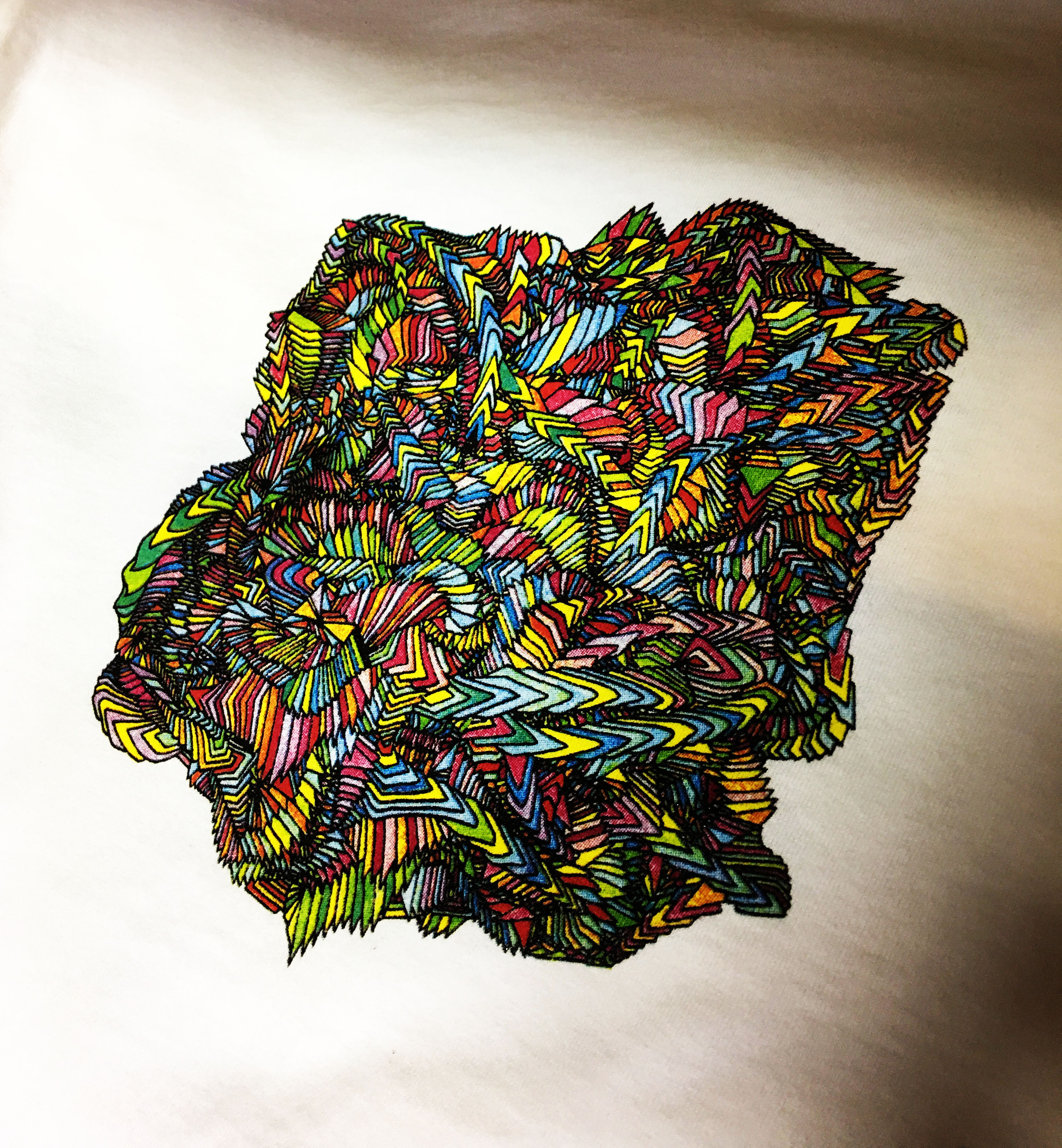 Multi Color screen print on white shirt Multi Color screen print on white shirt